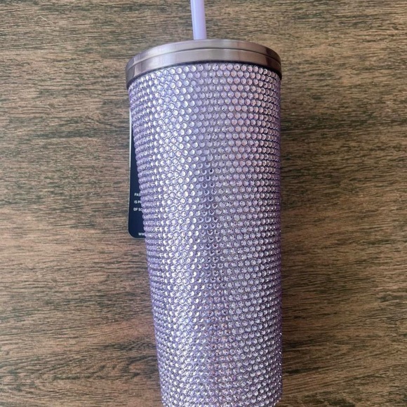 Purple Rhinestone Tumbler with Straw - Picture 2 of 5